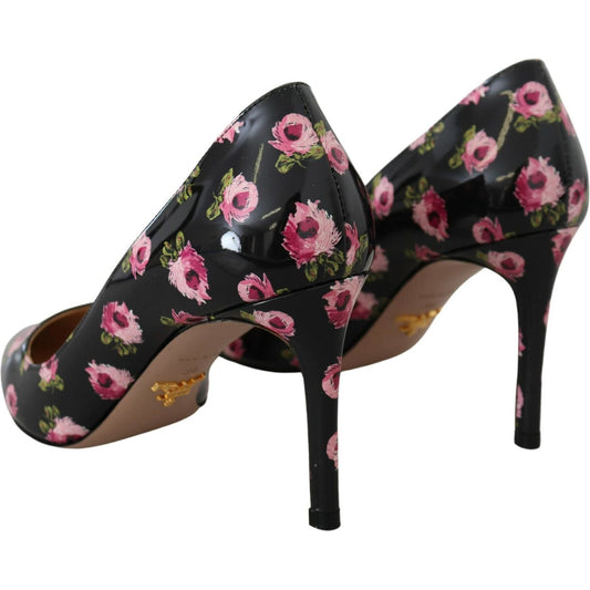 Prada Elegant Floral Print Leather Pumps Prada