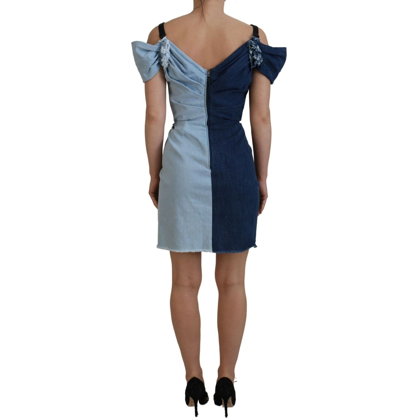 Dolce & Gabbana Chic Two Tone Denim Sheath Dress Dolce & Gabbana