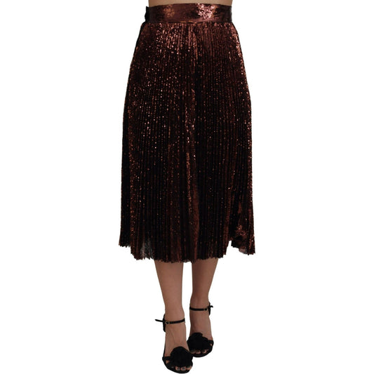 Dolce & Gabbana Bronze Sequined High Waist A-line Maxi Skirt 1728,67345645728,Bronze,Clothing,Dolce & Gabbana,IT40|S,IT44|L,Material: 100% Nylon,Midi - Skirts - Clothing,New with tags,Skirts - Clothing,Skirts - Women - Clothing,Women,Women - Clothing
