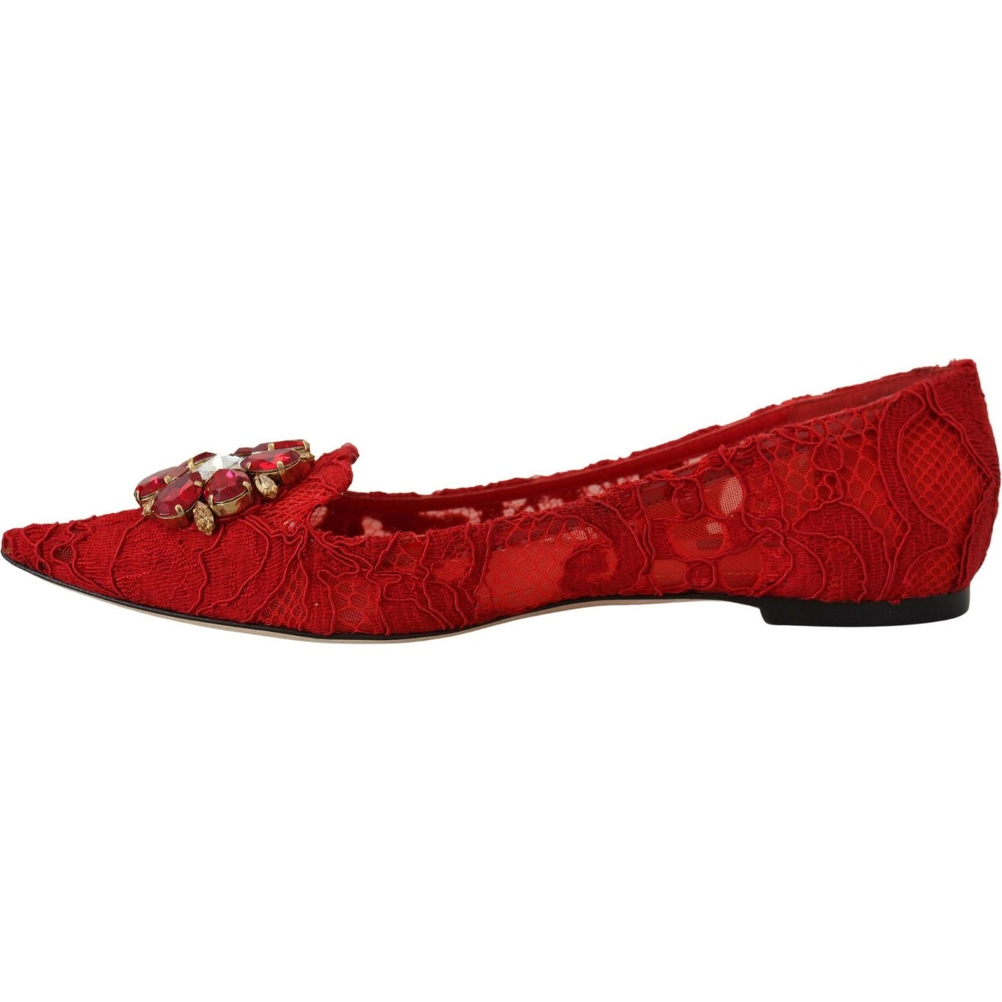 Dolce & Gabbana Red Crystal-Embellished Flats Dolce & Gabbana