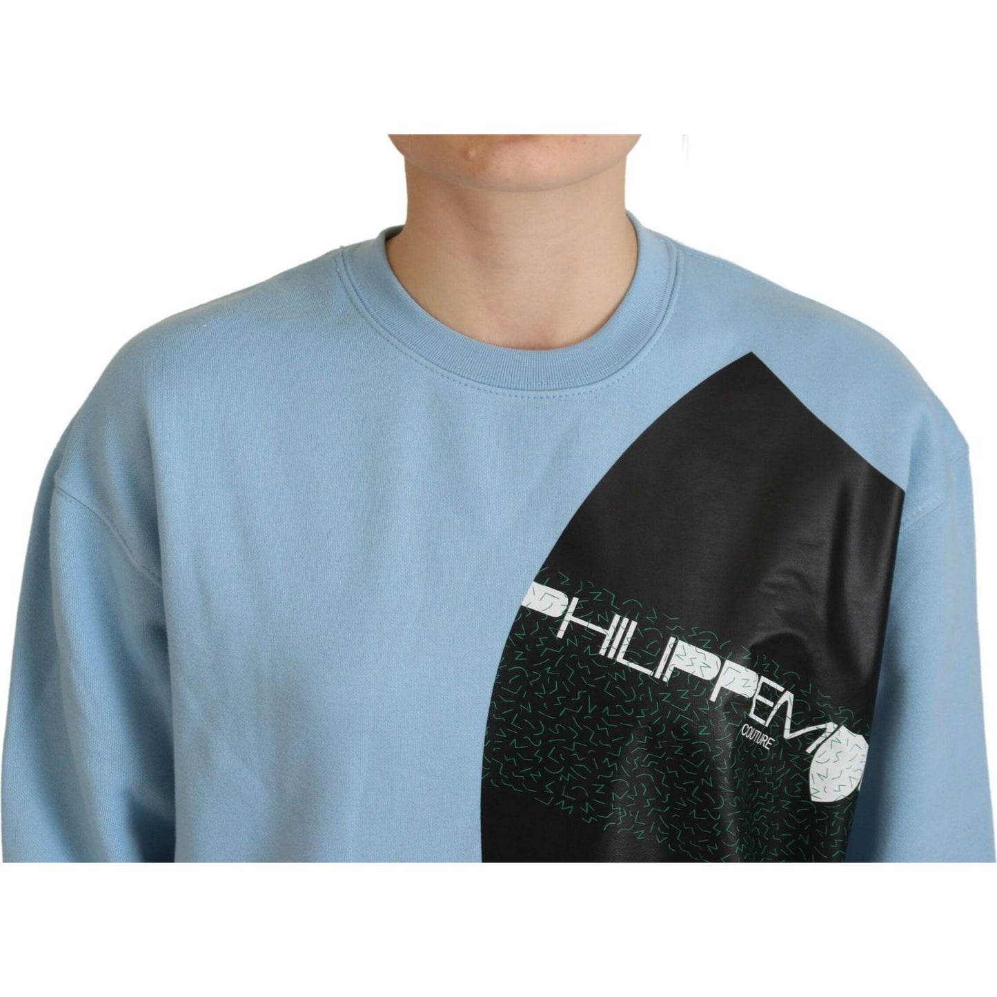 Philippe Model Elegant Light Blue Cotton Pullover Sweater Philippe Model