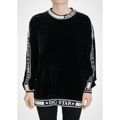 Dolce & Gabbana Black Velvet Crewneck Pullover Sweater 1728,67345645728,82% Viscose (velvet),Black,Clothing,Dolce & Gabbana,IT38|XS,IT40 | M,Material: 18% Silk,New with tags,Sweaters - Clothing,Sweaters - Women - Clothing,Sweatshirts - Sweaters - Clothing