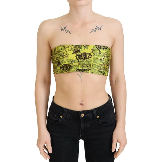 John Galliano Chic Cropped Stretch Top Bra in Multicolor Print John Galliano