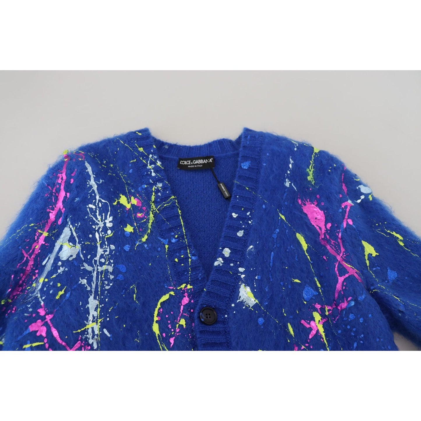 Dolce & Gabbana Elegant Multicolor Splash Mohair Cardigan Dolce & Gabbana