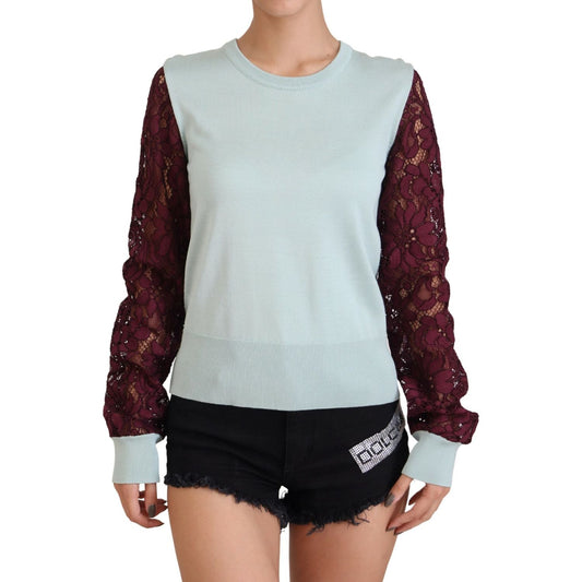 Dolce & Gabbana Elegant Multicolor Lace Silk Blend Sweater Dolce & Gabbana