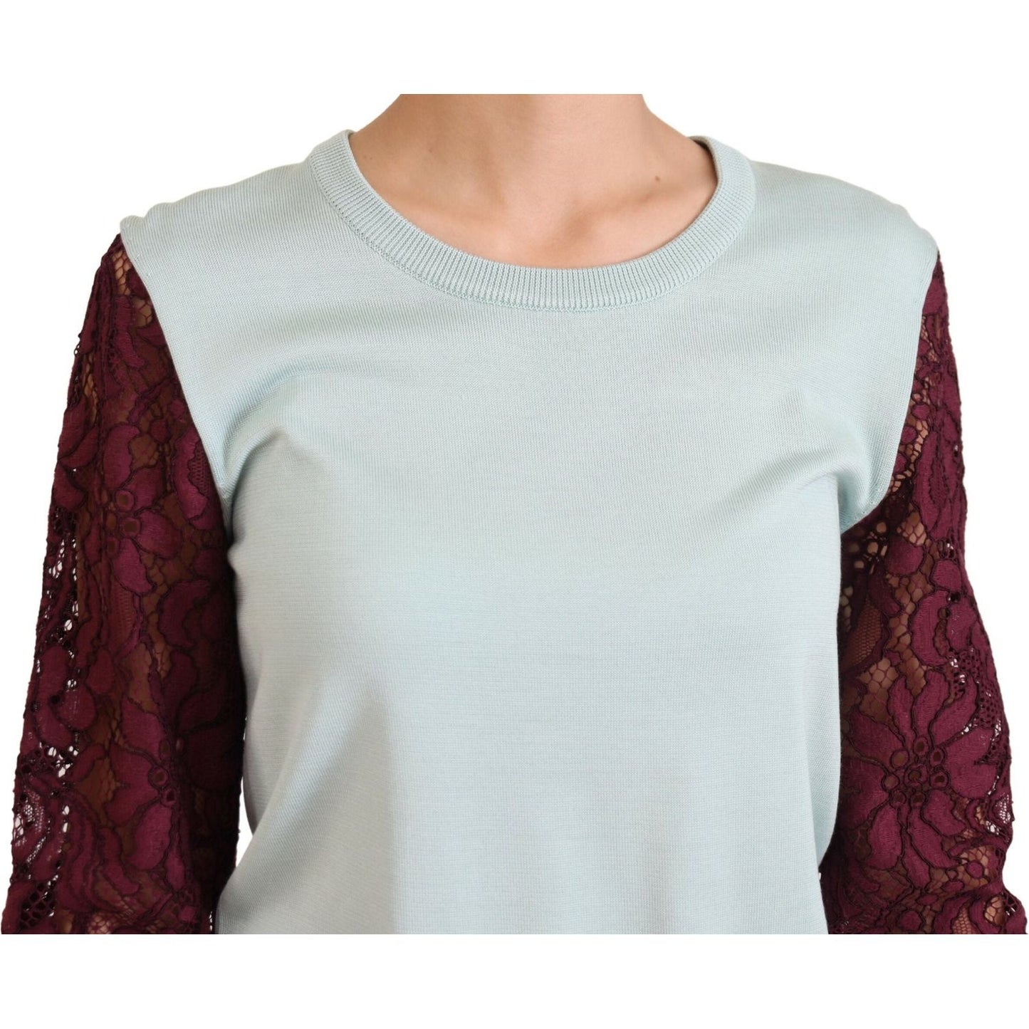 Dolce & Gabbana Elegant Multicolor Lace Silk Blend Sweater Dolce & Gabbana