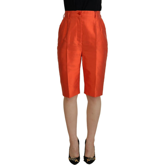 Dolce & Gabbana Orange Silk High Waist Cropped Pants 1728,67345645728,Clothing,Cropped Pants - Pants - Clothing,Dolce & Gabbana,IT40|S,Jeans & Pants - Women - Clothing,Material: 100% Silk,New with tags,Orange,Pants - Clothing,Women,Women - Clothing