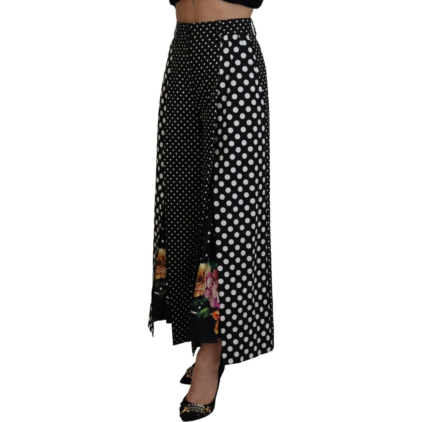 Dolce & Gabbana Multicolor Polka Dots High Waist Pants 1728,2% Elastane,30% Silk,67345645728,Clothing,Dolce & Gabbana,Flared Pants - Pants - Clothing,IT38|XS,Jeans & Pants - Women - Clothing,Material: 68% Cotton,Multicolor,New with tags,Pants - Clothing,W