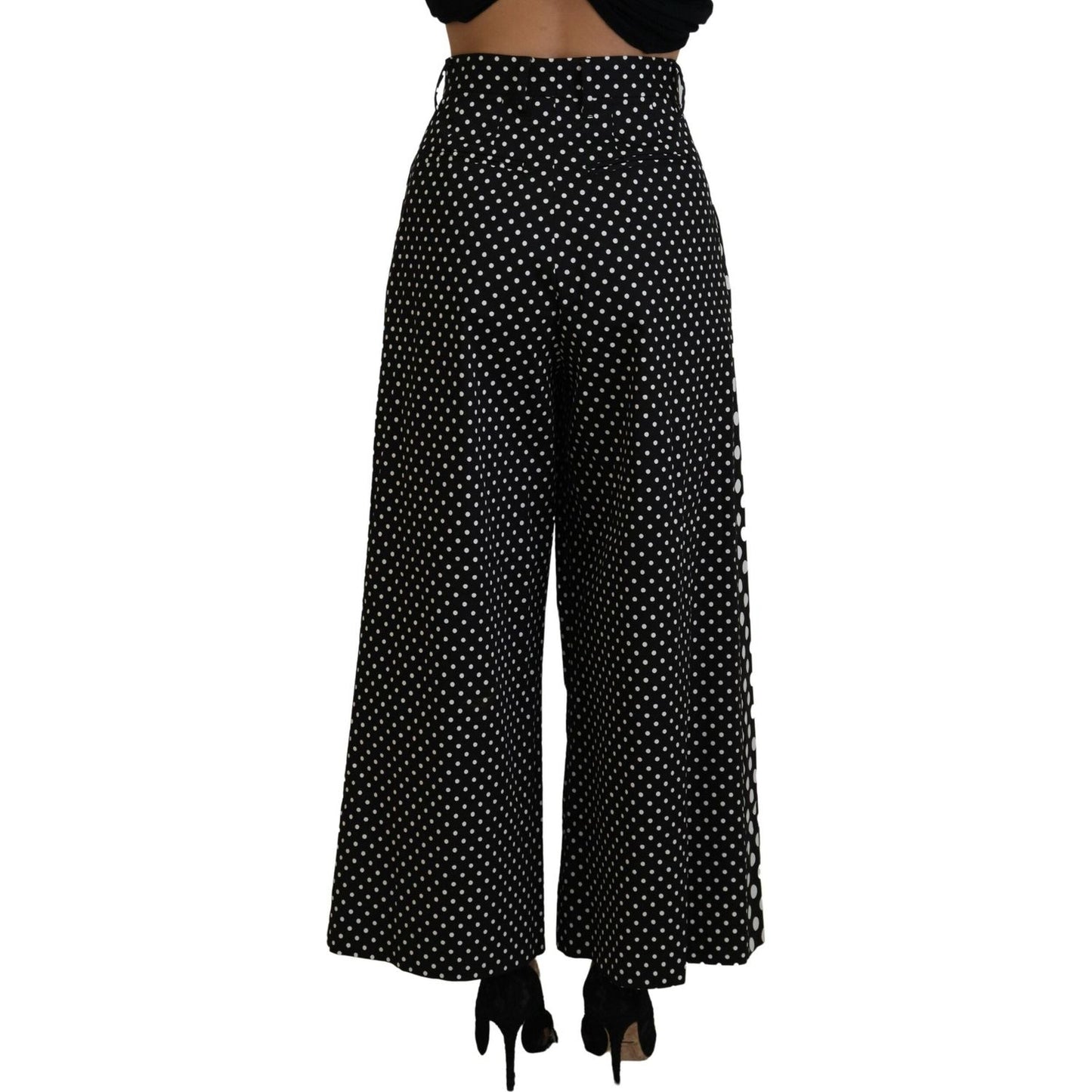 Dolce & Gabbana Multicolor Polka Dots High Waist Pants 1728,2% Elastane,30% Silk,67345645728,Clothing,Dolce & Gabbana,Flared Pants - Pants - Clothing,IT38|XS,Jeans & Pants - Women - Clothing,Material: 68% Cotton,Multicolor,New with tags,Pants - Clothing,W