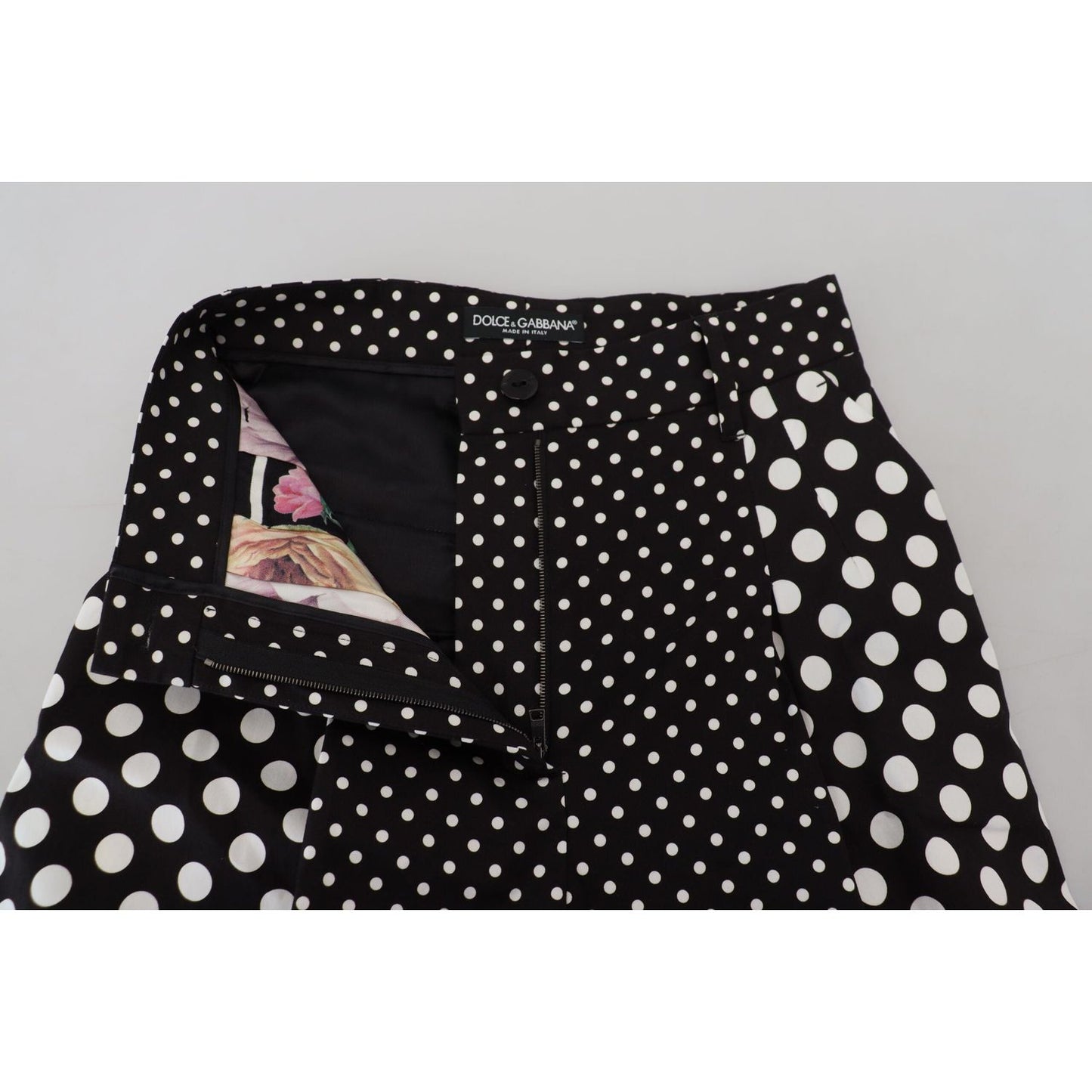 Dolce & Gabbana Multicolor Polka Dots High Waist Pants 1728,2% Elastane,30% Silk,67345645728,Clothing,Dolce & Gabbana,Flared Pants - Pants - Clothing,IT38|XS,Jeans & Pants - Women - Clothing,Material: 68% Cotton,Multicolor,New with tags,Pants - Clothing,W