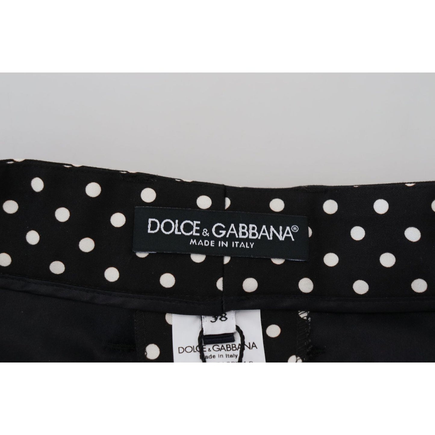 Dolce & Gabbana Multicolor Polka Dots High Waist Pants 1728,2% Elastane,30% Silk,67345645728,Clothing,Dolce & Gabbana,Flared Pants - Pants - Clothing,IT38|XS,Jeans & Pants - Women - Clothing,Material: 68% Cotton,Multicolor,New with tags,Pants - Clothing,W
