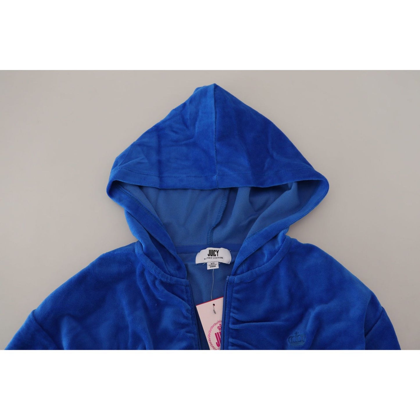 Juicy Couture Glam Hooded Zip Cropped Sweater in Blue Juicy Couture