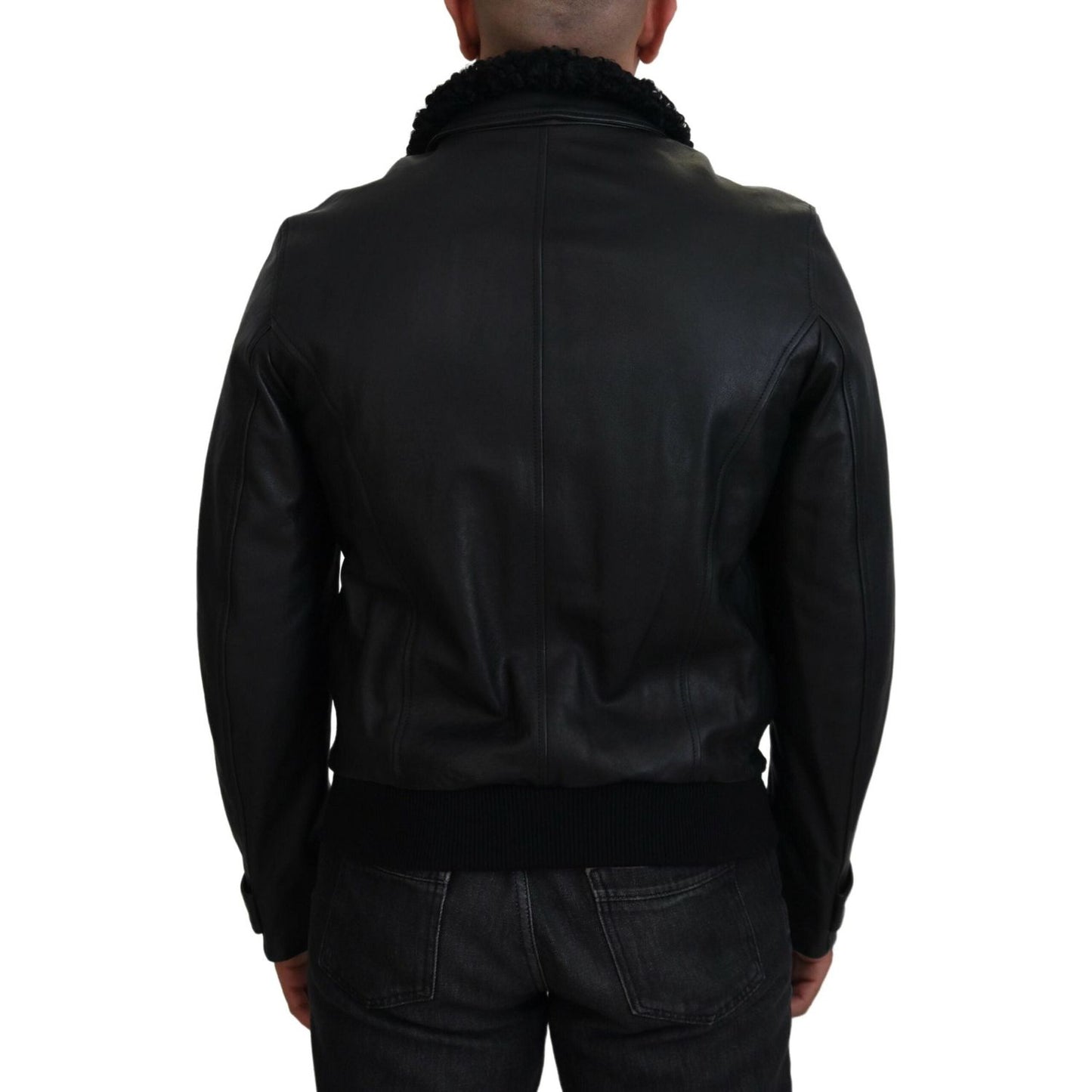 Dolce & Gabbana Chic Black Leather Silk-Lined Jacket Dolce & Gabbana