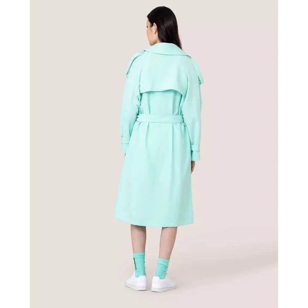 Hinnominate Elegant Light Blue Double-Breasted Trench Coat Hinnominate