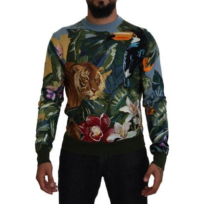 Dolce & Gabbana Multicolor Jungle Wool Pullover Logo Sweater Dolce & Gabbana