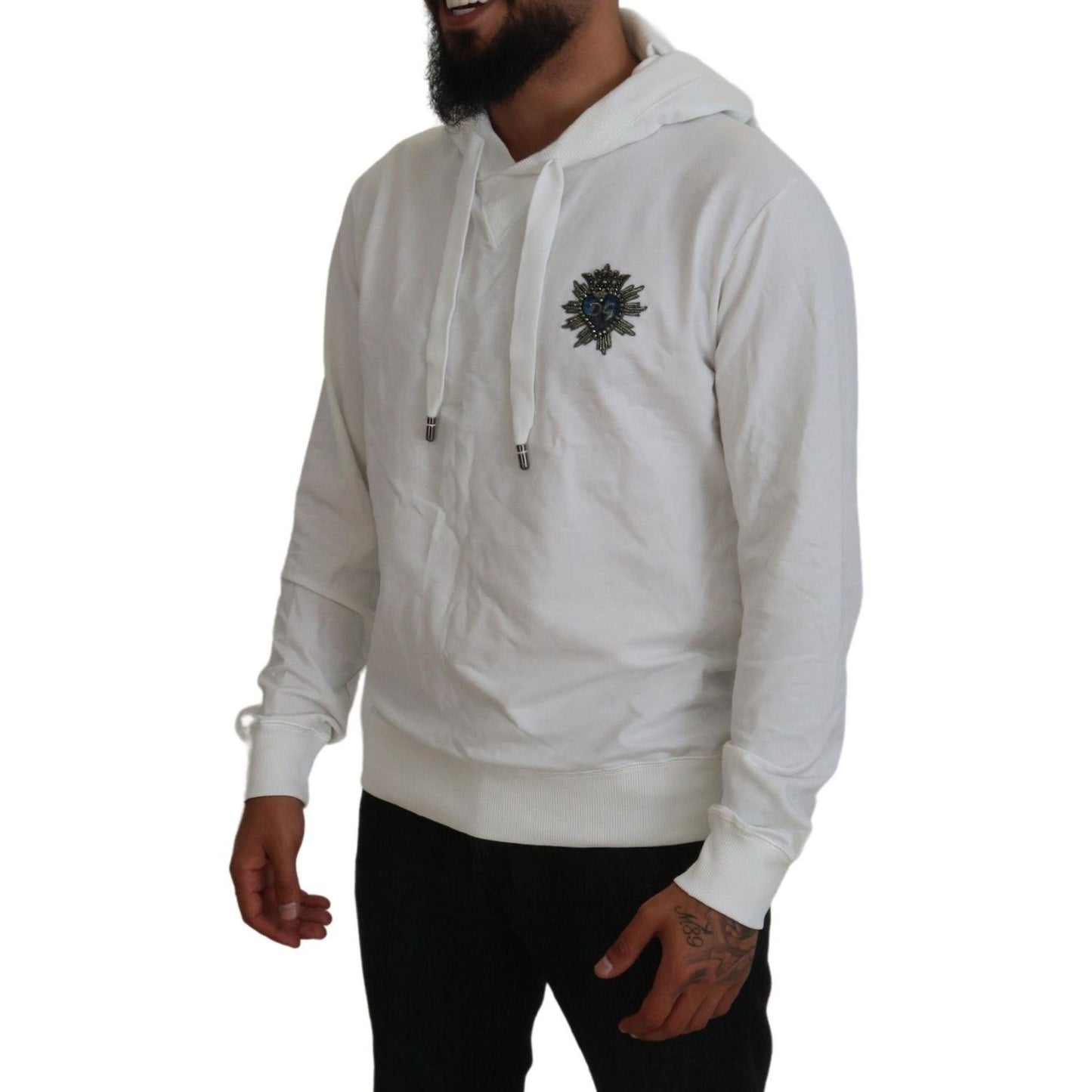 Dolce & Gabbana Elegant White Logo Hooded Sweatshirt Dolce & Gabbana