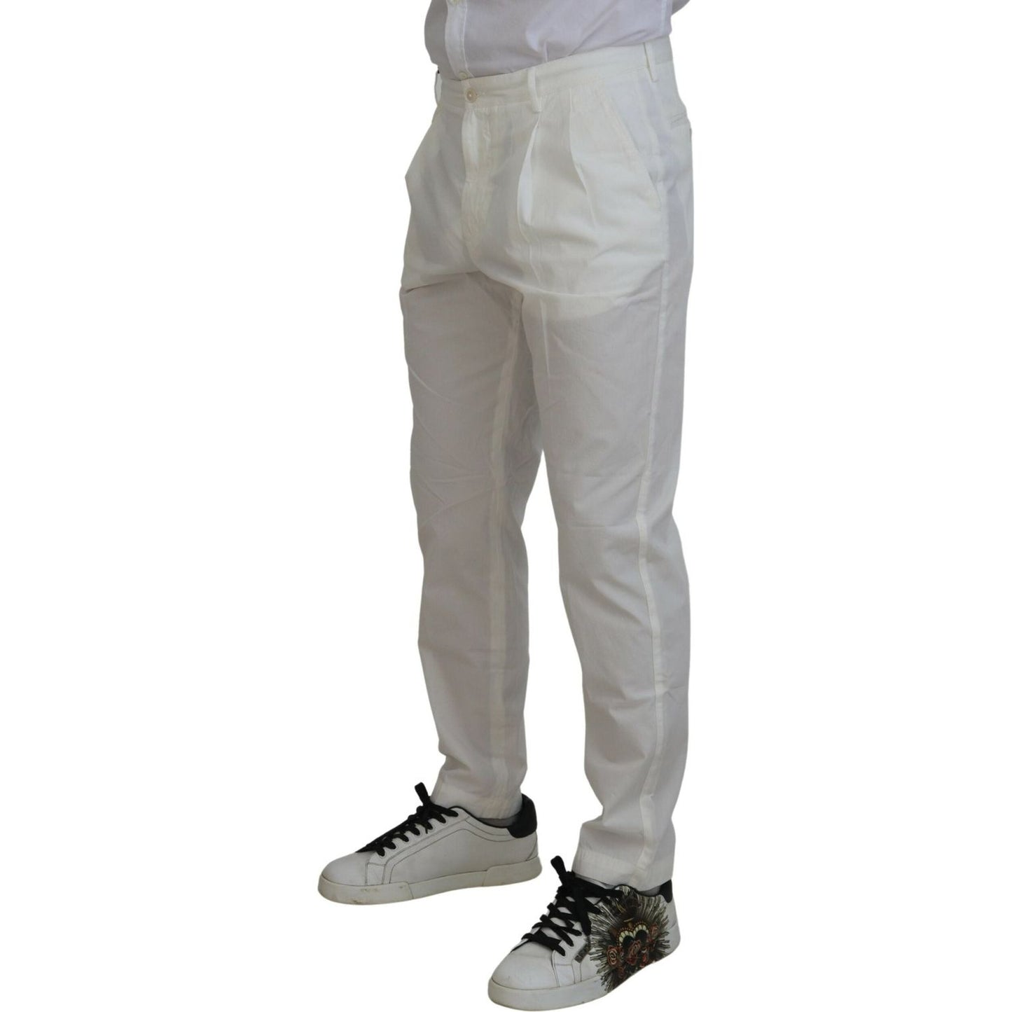 Dolce & Gabbana Elegant White Cotton Chino Pants Dolce & Gabbana