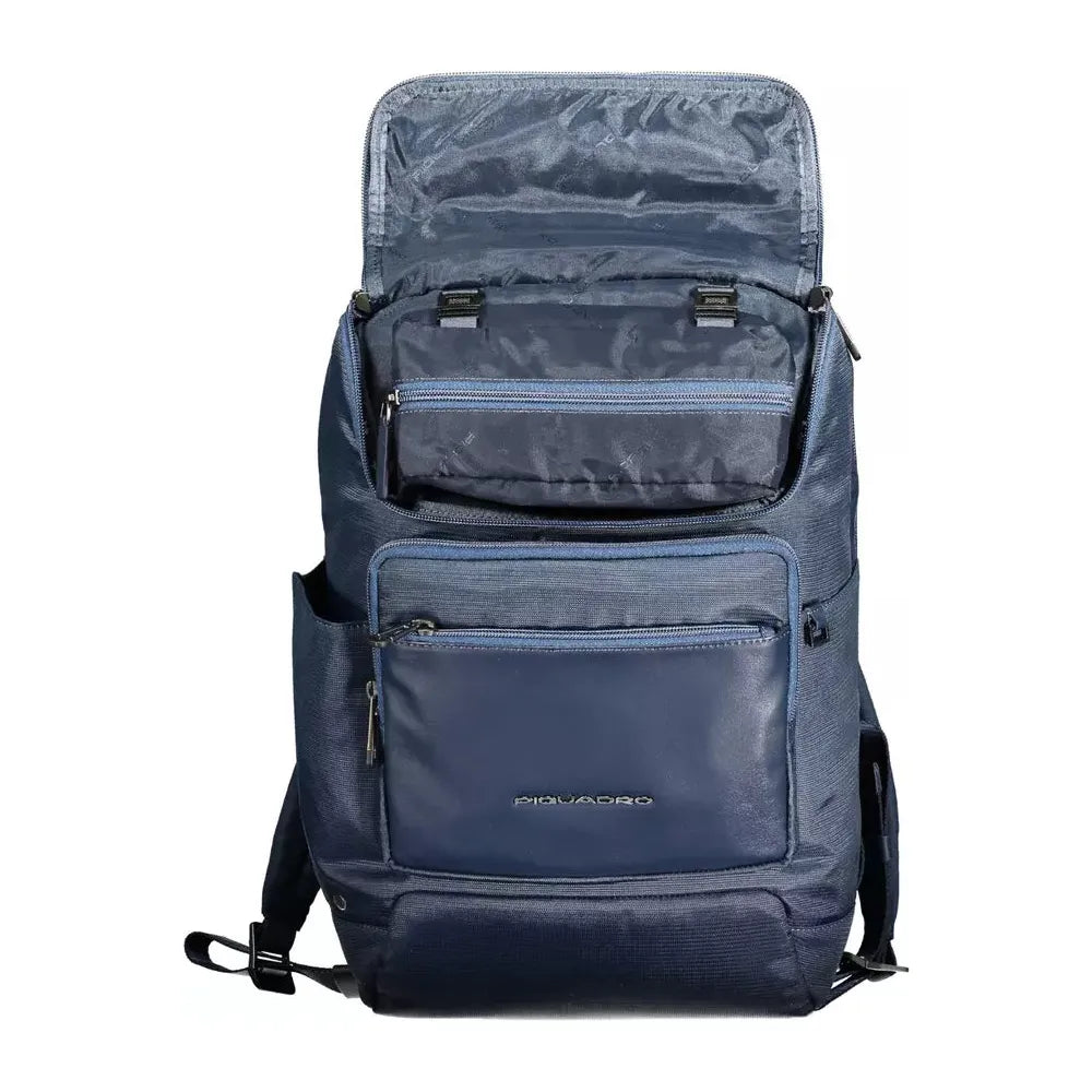 Piquadro Blue Recycled Polyester Men Backpack Piquadro