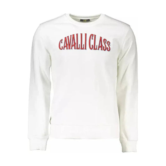 Cavalli Class White Cotton Men Sweater Cavalli Class