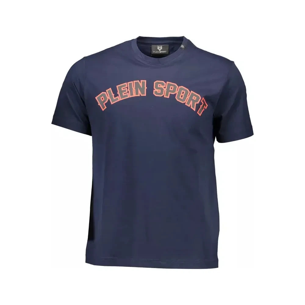 Plein Sport Sleek Blue Crew Neck Tee with Contrasting Prints Plein Sport