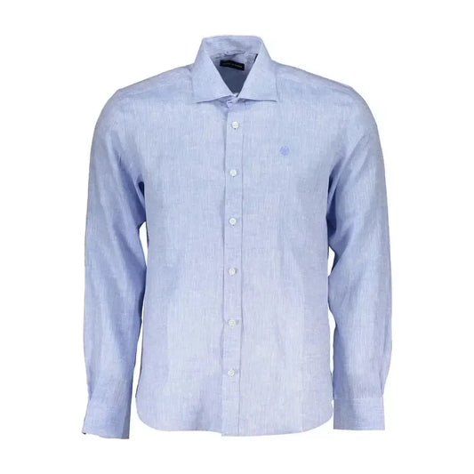 North Sails Light Blue Linen Men Shirt North Sails