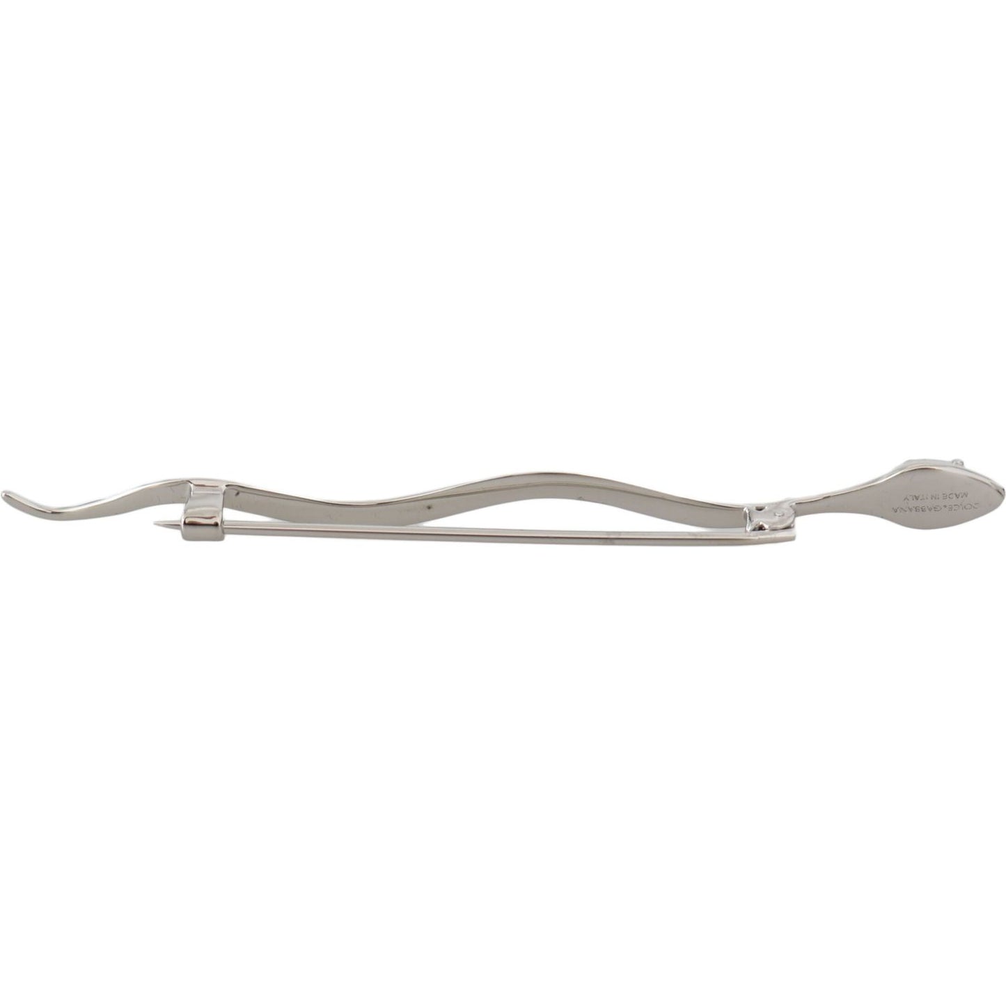 Dolce & Gabbana Silver Brass Crystal Spilla Serpente Mens Brooch Pin