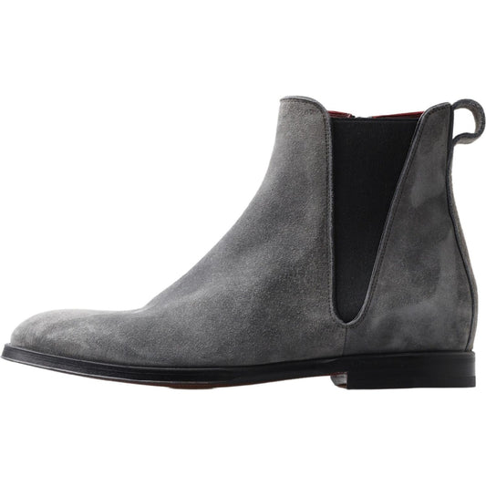 Dolce & Gabbana Elegant Gray Chelsea Leather Boots Dolce & Gabbana