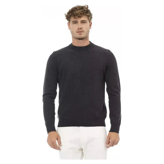 Alpha Studio Black Wool Men Sweater Alpha Studio