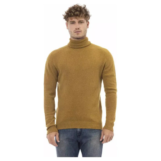 Alpha Studio Brown Alpaca Men Sweater Alpha Studio