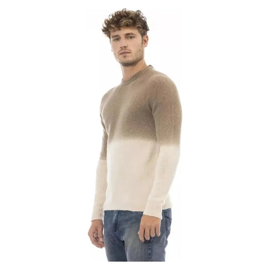 Alpha Studio Beige Alpaca Men Sweater Alpha Studio