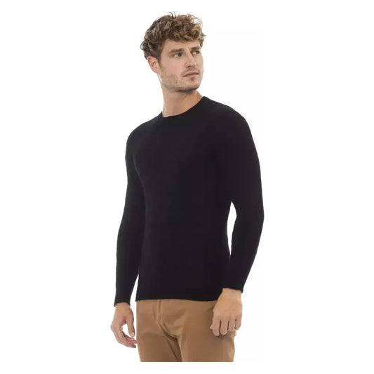 Alpha Studio Black Viscose Men Sweater Alpha Studio