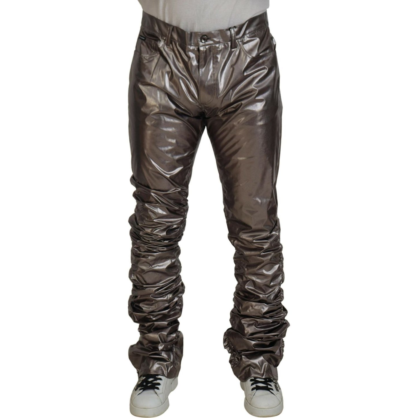 Dolce & Gabbana Metallic Silver Casual Pants Dolce & Gabbana