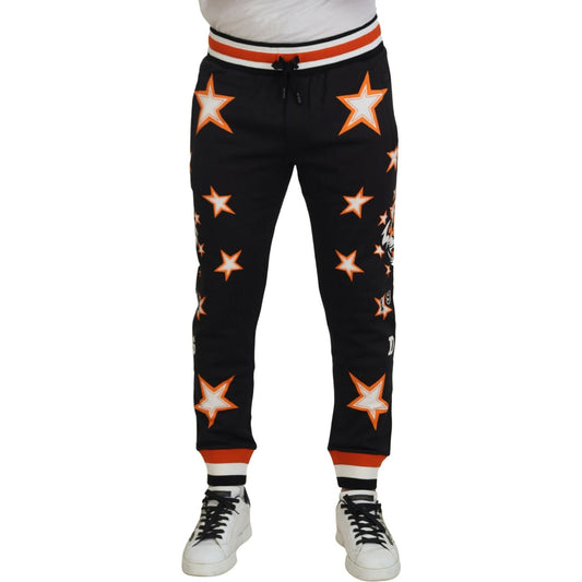 Dolce & Gabbana Black Orange Star Trousers Sport Pants 1728,67345645728,Athletic Pants - Pants - Clothing,Black,Clothing,Dolce & Gabbana,IT46 | S,Jeans & Pants - Men - Clothing,Joggers (workout pants) - Sportswear - Clothing,Material: 100% Cotton,Men,Men