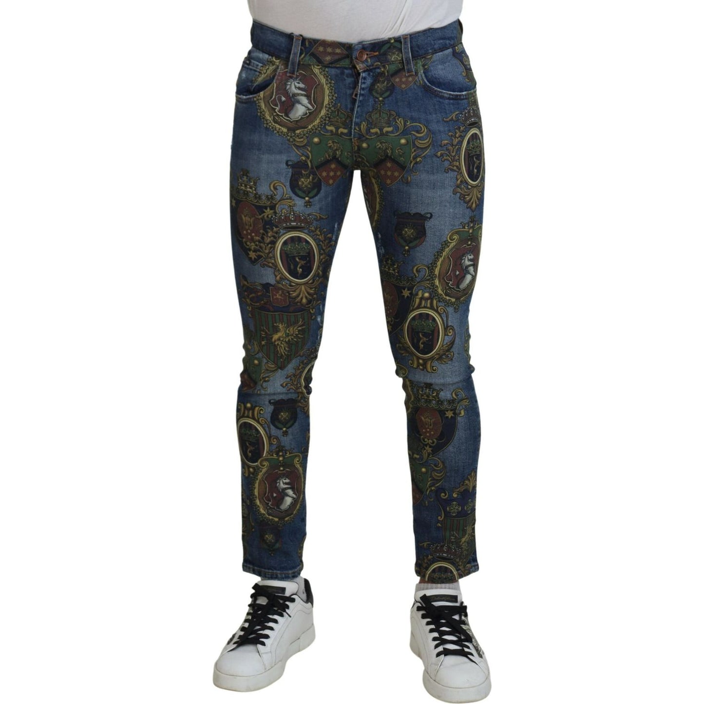 Dolce & Gabbana Elegant Slim-Fit Printed Denim Jeans Dolce & Gabbana