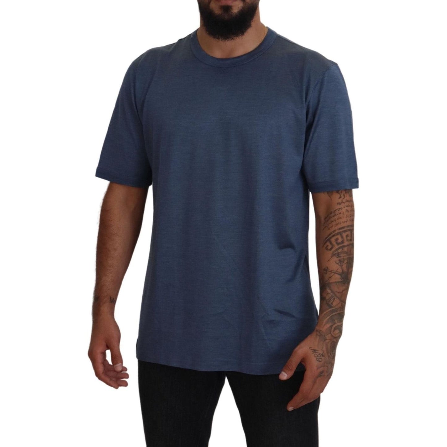 Dolce & Gabbana Silken Blue Crewneck Tee – A Touch of Elegance Dolce & Gabbana