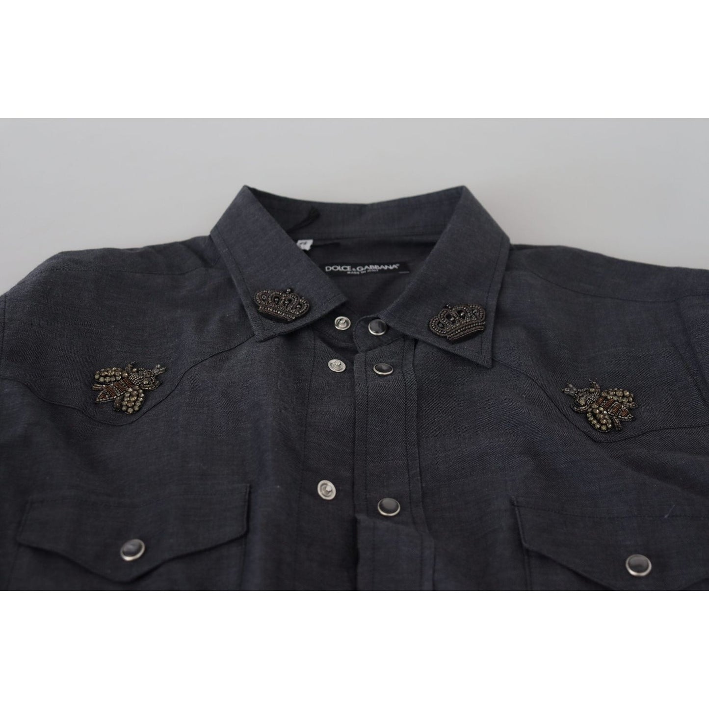 Dolce & Gabbana Elegant Slim-Fit Blue Denim Casual Shirt Dolce & Gabbana