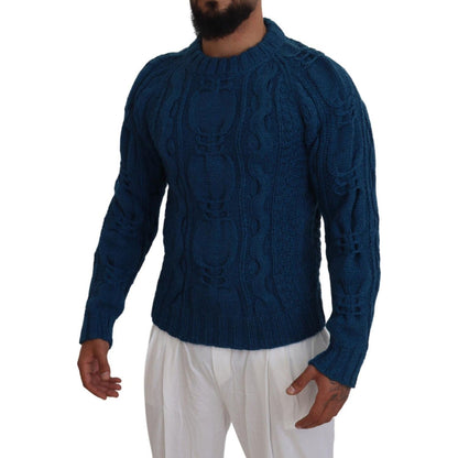 Dolce & Gabbana Blue Knitted Wool Alpaca Pullover Sweater Dolce & Gabbana