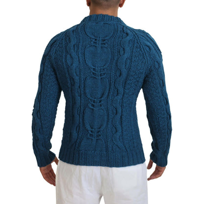 Dolce & Gabbana Blue Knitted Wool Alpaca Pullover Sweater Dolce & Gabbana