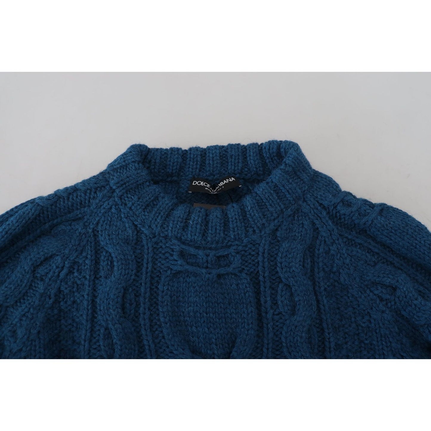 Dolce & Gabbana Blue Knitted Wool Alpaca Pullover Sweater Dolce & Gabbana