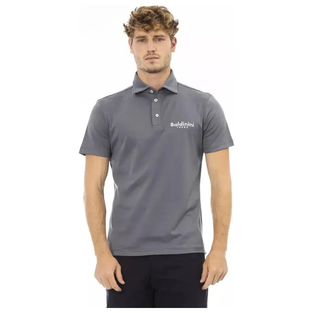 Baldinini Trend Gray Cotton Men Polo Shirt Baldinini Trend