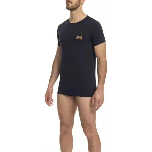 Cavalli Class "Blue Cotton Men T-Shirt"
