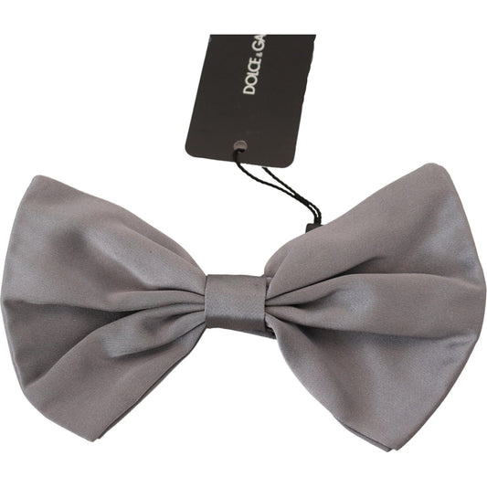 Dolce & Gabbana Elegant Silver Gray Silk Bow Tie Dolce & Gabbana