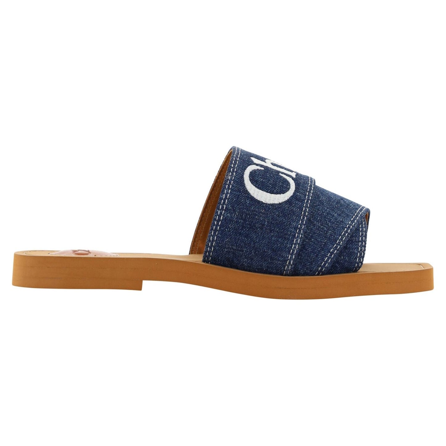 Chloé Sumptuous Cotton Woody Slide Sandals in Denim Blue Chloé