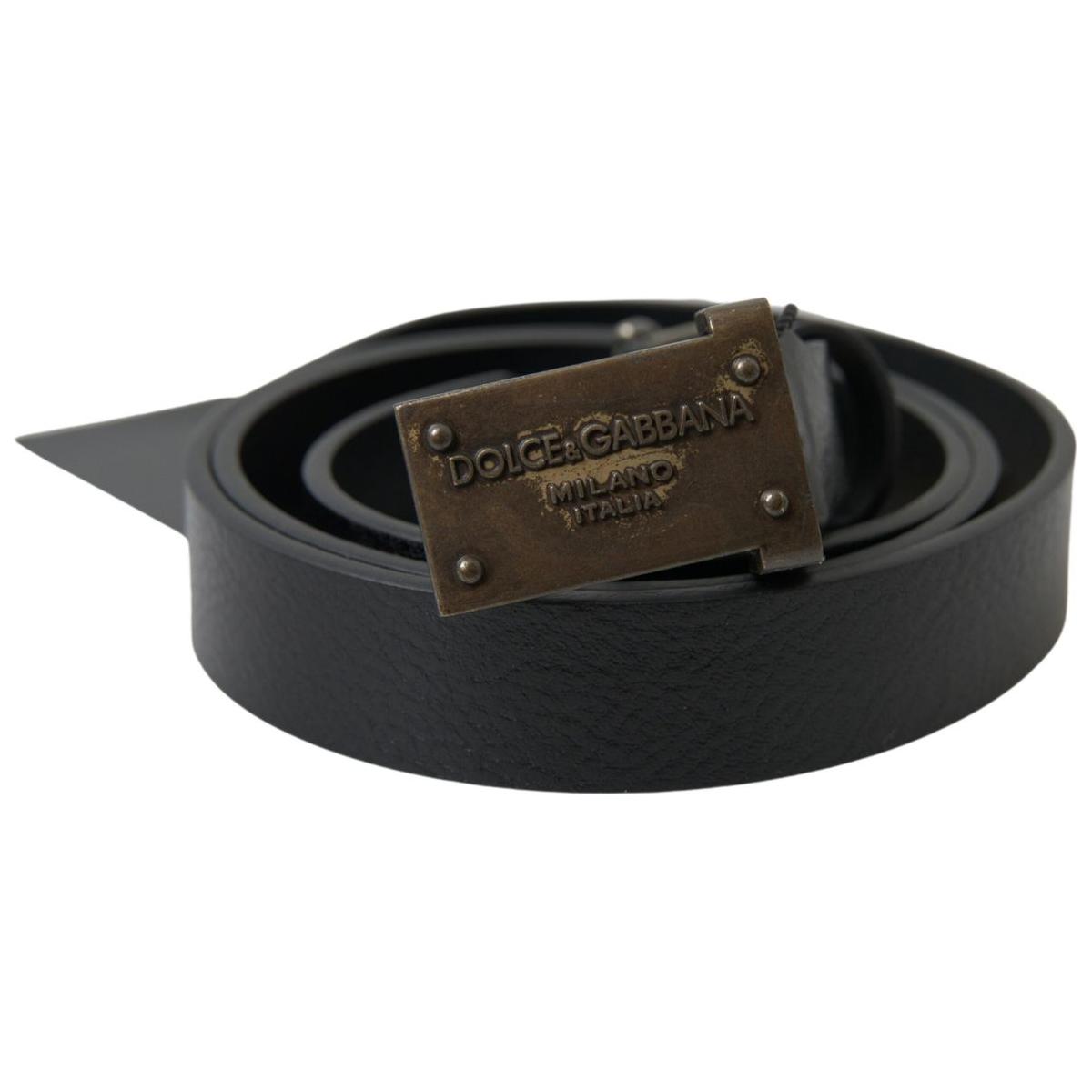 Dolce & Gabbana Elegant Black Leather Belt - Metal Buckle Closure Dolce & Gabbana