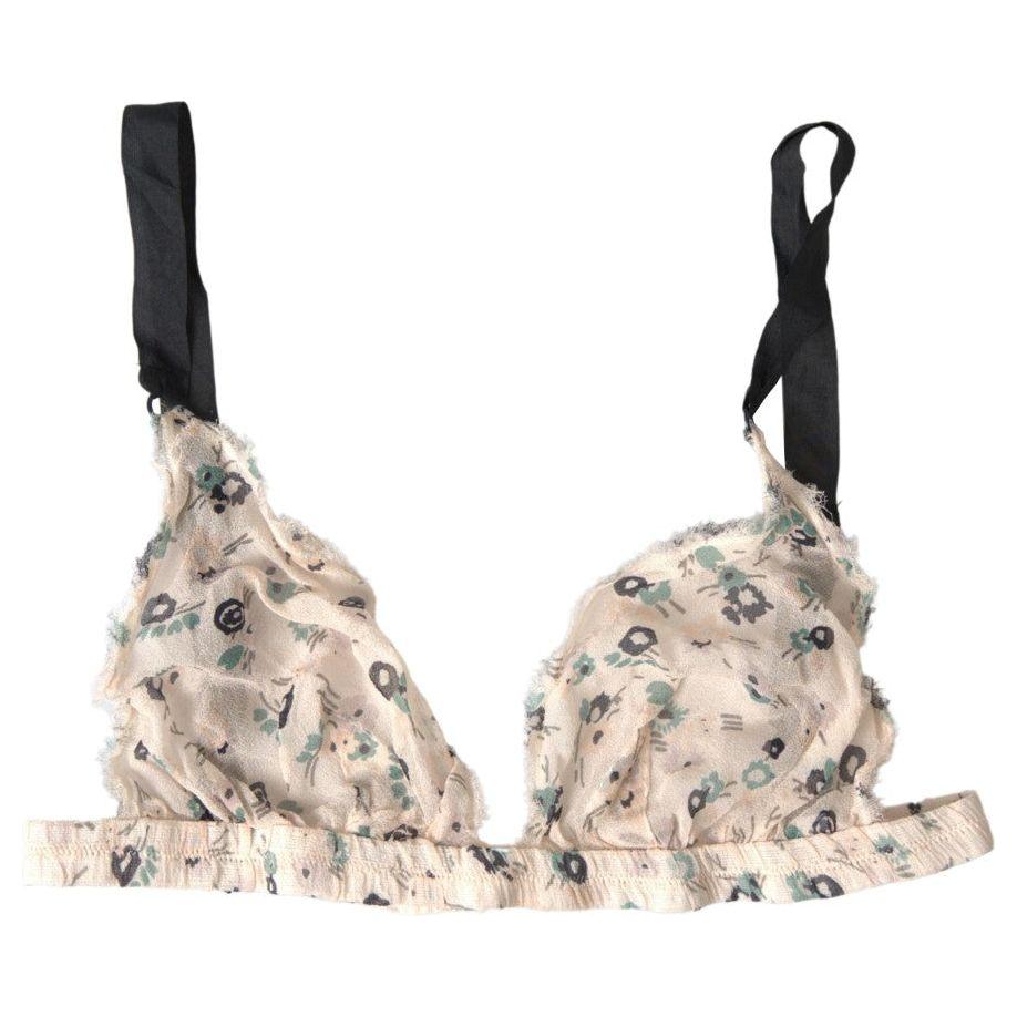 Costume National Elegant Floral Print Beige Bra Costume National