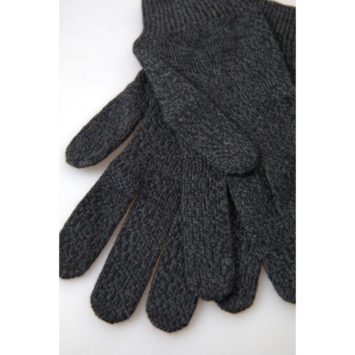 Dolce & Gabbana Gray Virgin Wool Knit Hands Mitten Men Gloves 1728,67345645728,9|M,Accessories,Dolce & Gabbana,Gloves - Accessories,Gloves - Men - Accessories,Gray,Material: 100% Virgin Wool,Men,Men - Accessories,New with tags