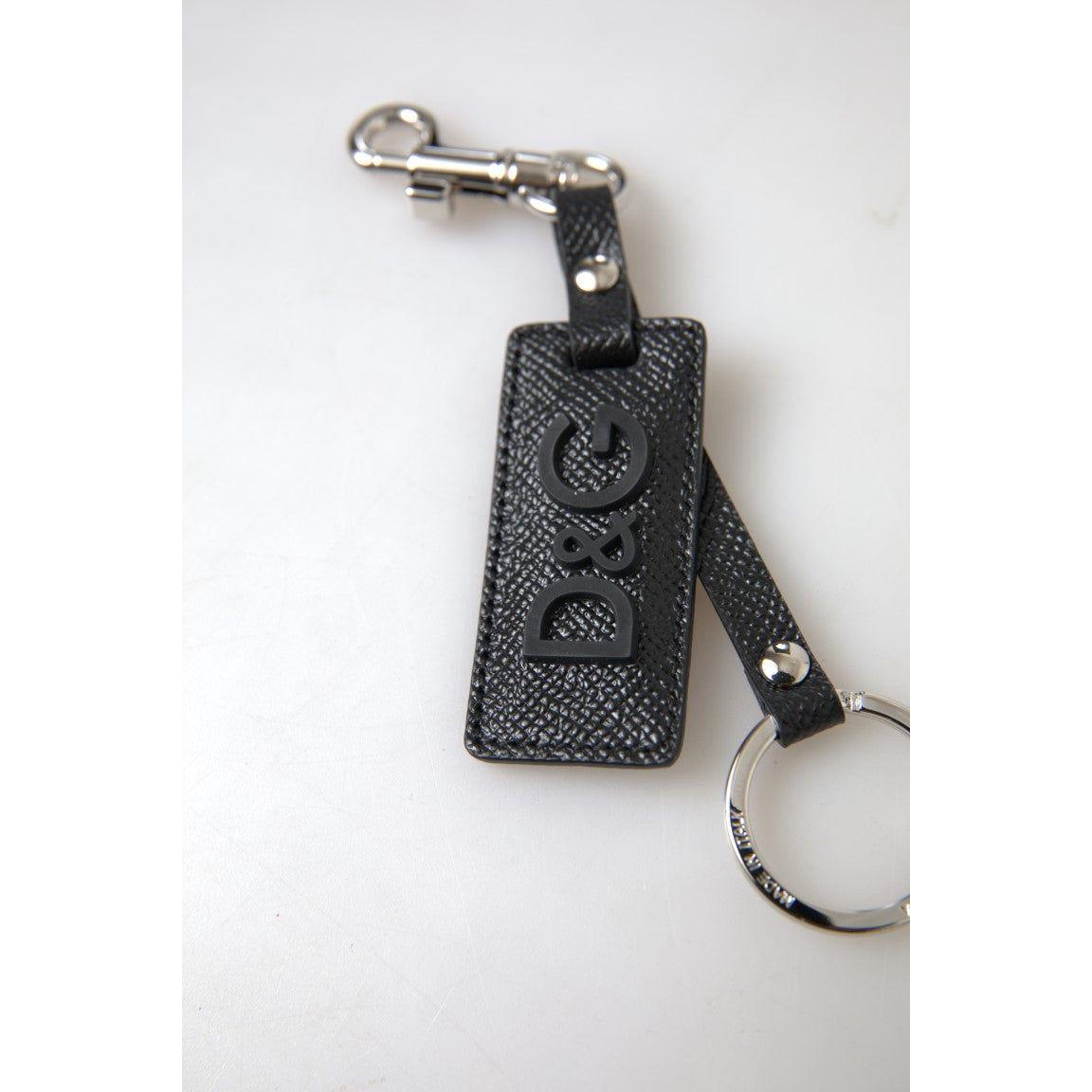 Dolce & Gabbana Elegant Black Leather Keyring Accessory Dolce & Gabbana