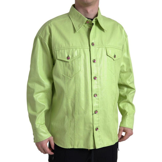 Dolce & Gabbana Elegant Light Green Cotton Button Down Shirt Dolce & Gabbana