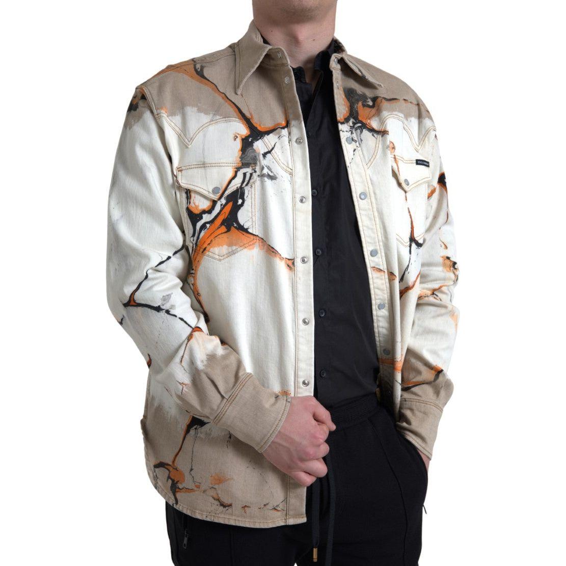 Dolce & Gabbana Multicolor Cotton Collared Denim Shirt 1728,67345645728,Clothing,Denim - Shirts - Clothing,Dolce & Gabbana,IT40 | M,Material: 97% Cotton 3% Elastane,Men,Men - Clothing,Multicolor,New with tags,Shirts - Clothing,Shirts - Men - Clothing