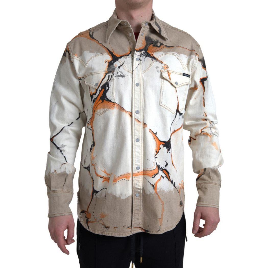 Dolce & Gabbana Multicolor Cotton Collared Denim Shirt 1728,67345645728,Clothing,Denim - Shirts - Clothing,Dolce & Gabbana,IT40 | M,Material: 97% Cotton 3% Elastane,Men,Men - Clothing,Multicolor,New with tags,Shirts - Clothing,Shirts - Men - Clothing